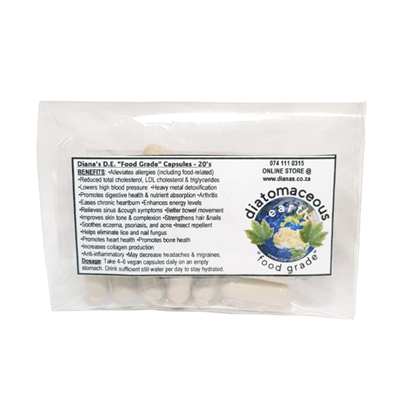 Diatomaceous Earth Food Grade 600mg "Vegan" Capsules - 20's