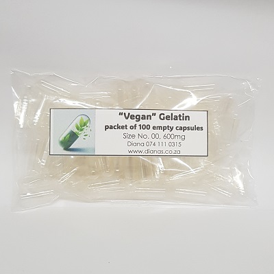 Empty No. 00 Vegan Gelatin Capsules - 100's