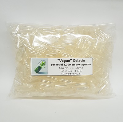 Empty No. 00 Vegan Gelatin Capsules - 1,000's